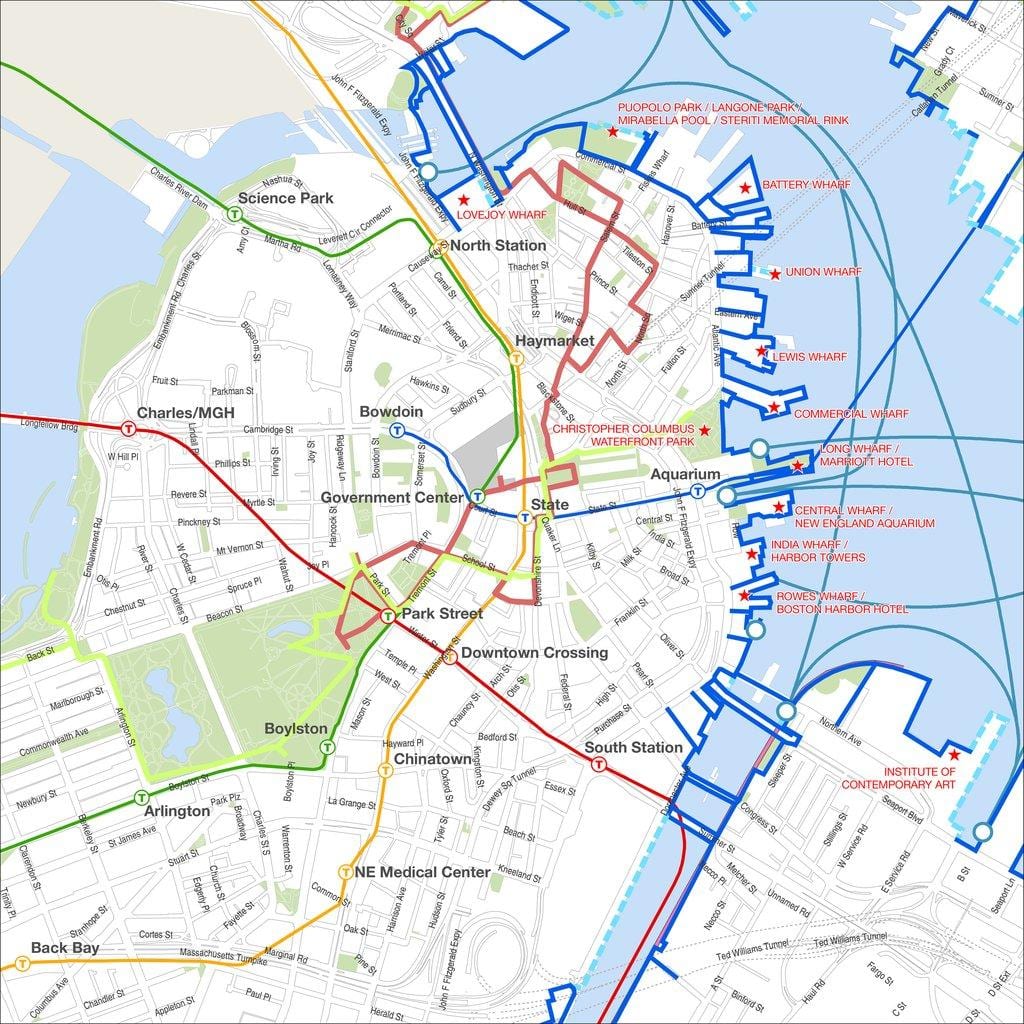 Đi bộ Boston bản đồ du lịch
