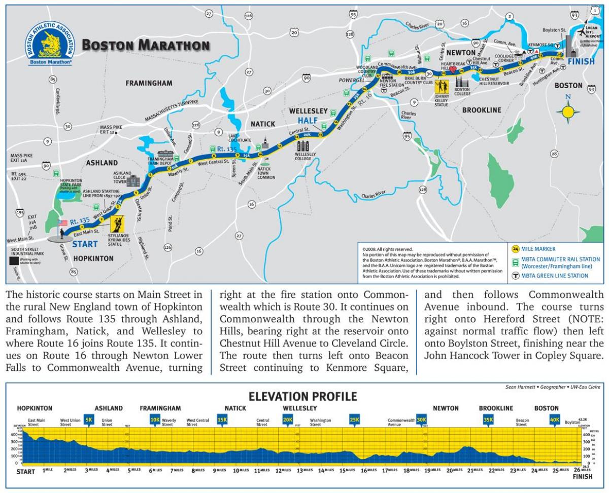 Boston marathon độ cao bản đồ