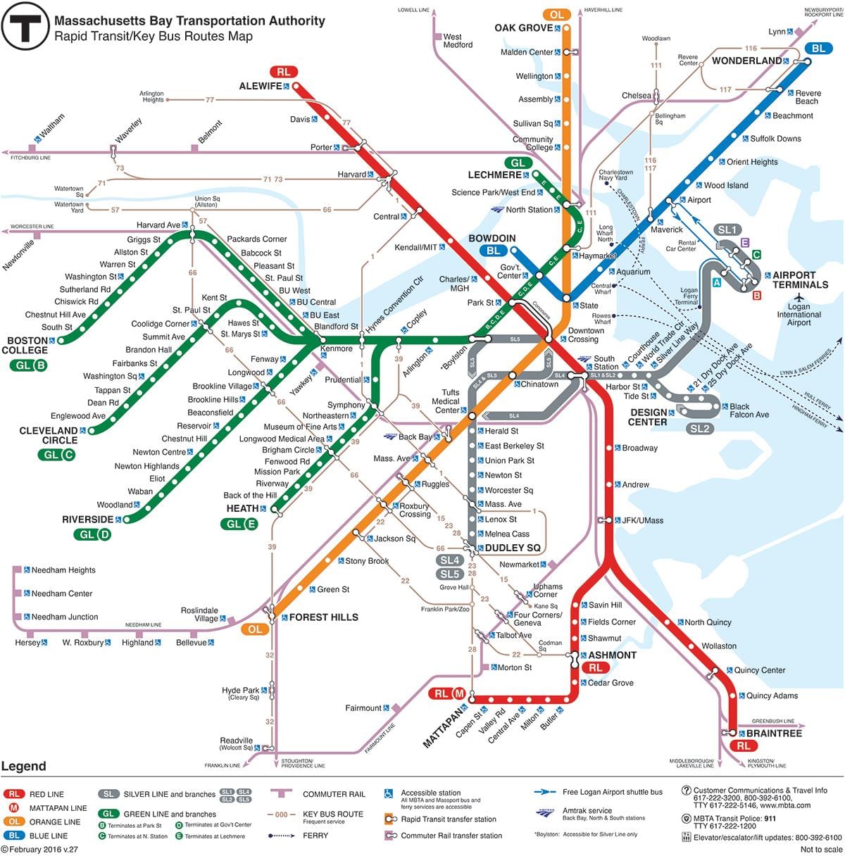 Boston khu vực tàu điện ngầm bản đồ