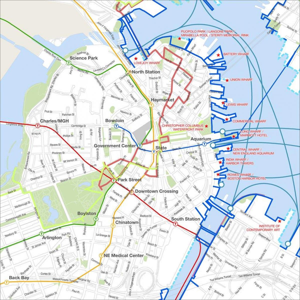 Đi bộ Boston bản đồ du lịch