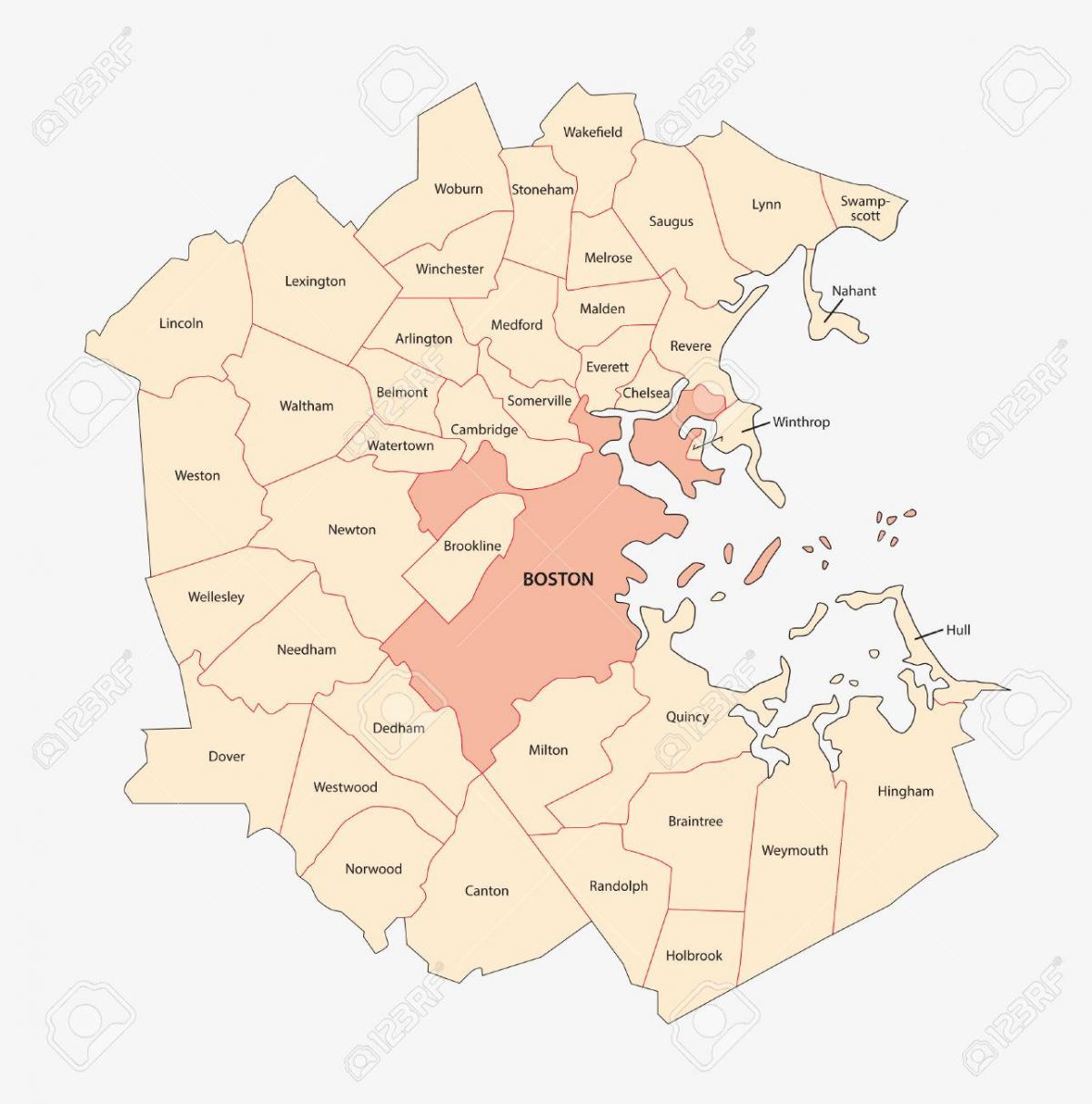 bản đồ vực Boston