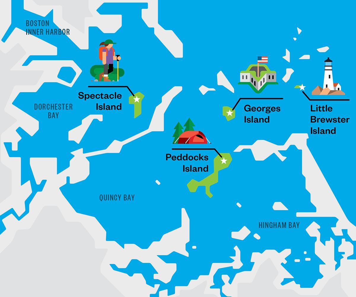 bản đồ của cảng Boston đảo