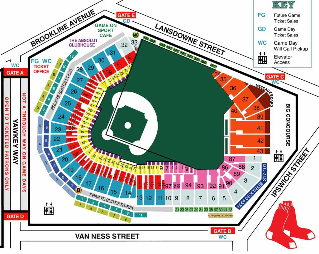 Fenway bản đồ chỗ ngồi