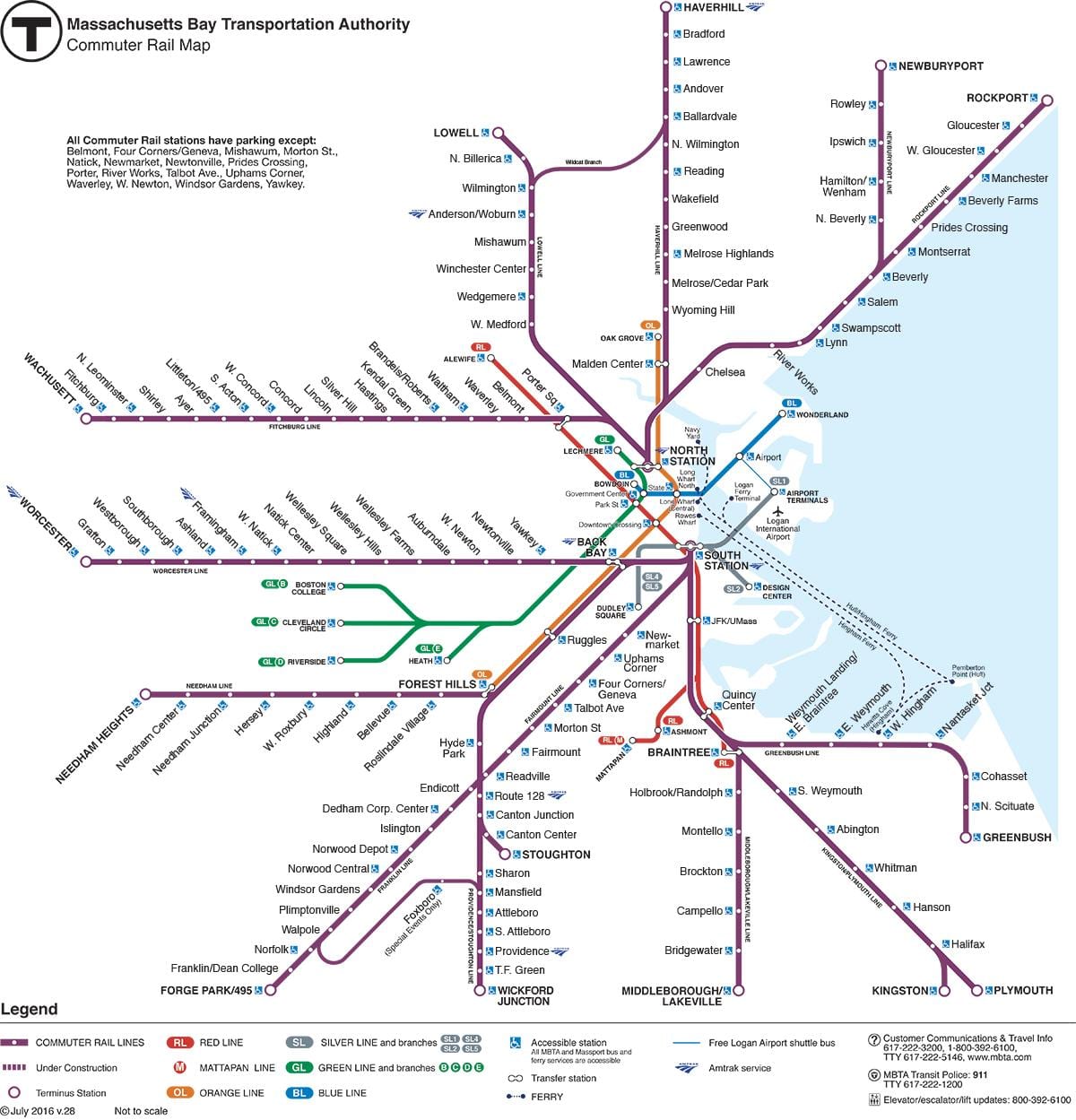 đi lại bản đồ đường sắt Boston